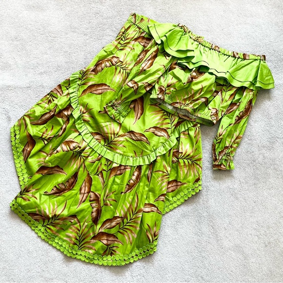 ALDEN ADAIR Sophia Palma Hi-Low Maxi Skirt & Ruffle Cropped Top Size Medium - Picture 3 of 13